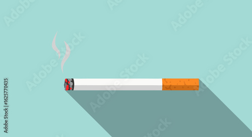 Stylized cigarette with smoke on a cool blue background creating a minimalist yet strong visual appeal