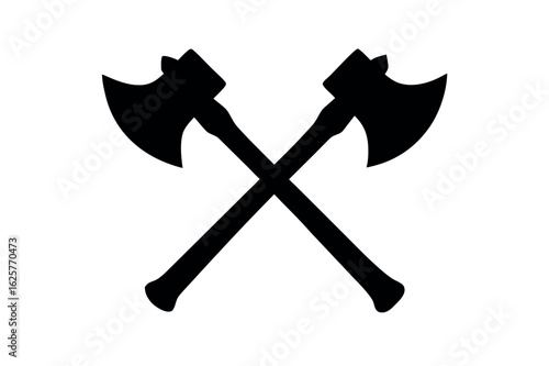 Axe black silhouette, Two old axe silhouette vector 