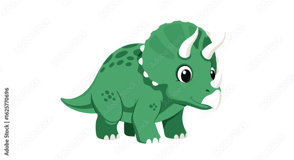 Fototapeta premium Cartoon Triceratops Character Illustration with Friendly Expression and Detailed Features Design for Kids Resources and Educational Elements