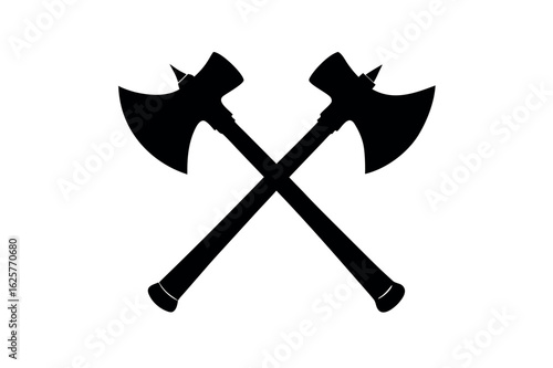 Axe black silhouette, Two old axe silhouette vector 