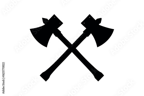 Axe black silhouette, Two old axe silhouette vector 