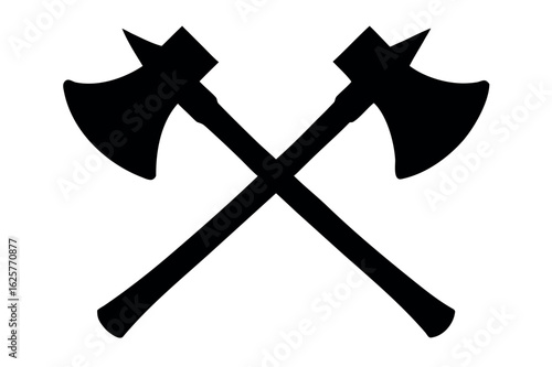 Axe black silhouette, Two old axe silhouette vector 