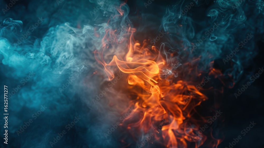 Fototapeta premium A vibrant display of fire and smoke against a dark backdrop
