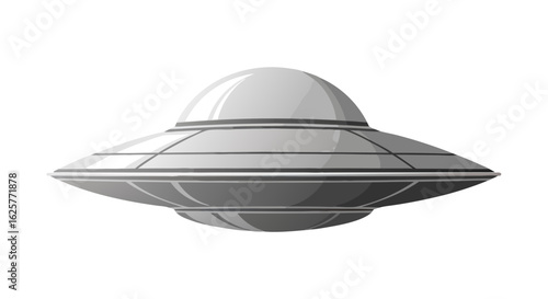 Futuristic extraterrestrial spacecraft design, hovering against a pristine white backdrop, capturing a sense of mystery and imagination