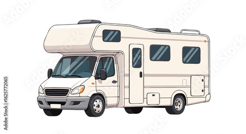 Detailed RV Illustration: An Artistic Rendition of a Modern Recreational Vehicle, Perfect for Travel and Leisure Themes