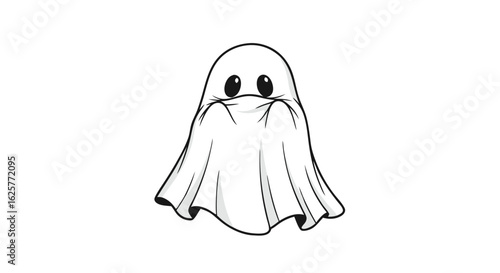 Ethereal apparition vector art: A charming ghostly figure evoking spooky season joy, ideal for festive designs and childlike fascination