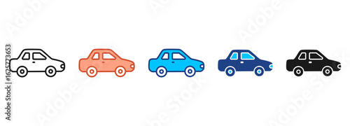 Car Icon Set Multiple Style Collection