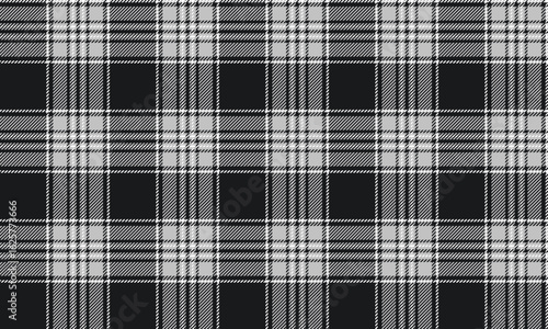 Seamless plaid fabric pattern, black, gray, white, simple and elegant for clothing, skirts, pants, shirts, adding coolness and simplicity to every fashion look.