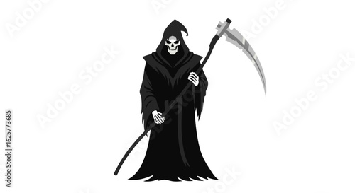 Grim Reaper Illustration with Scythe Symbolizing Mortality and the Afterlife