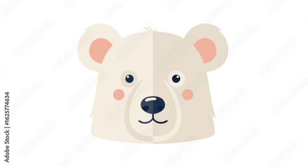 Obraz premium Adorable polar bear character with minimalist design expressing gentle nature, isolated on white background for children related projects