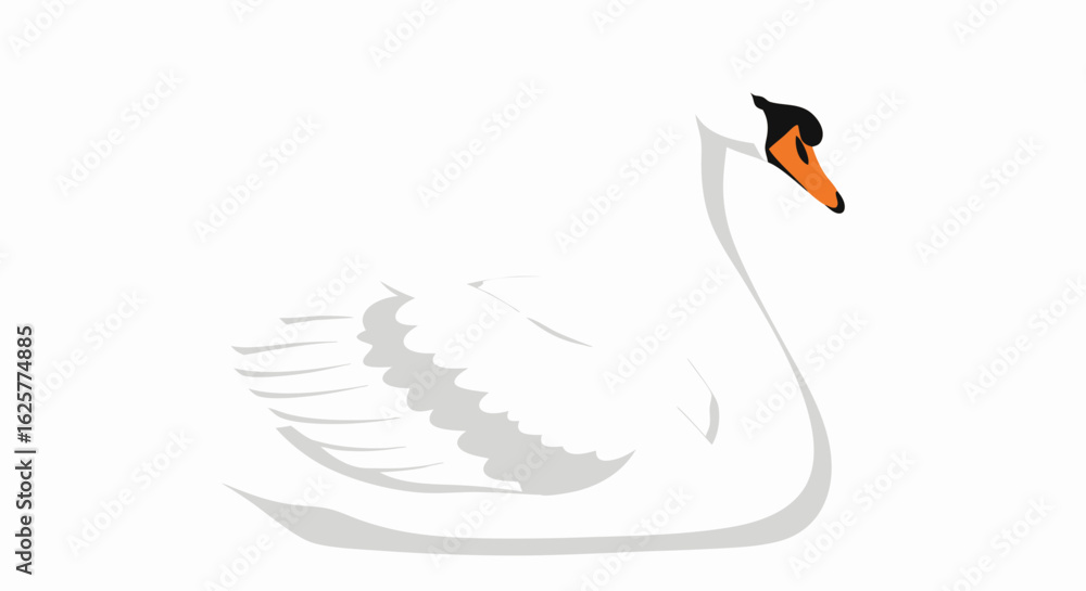 Obraz premium Elegant Swan Illustration on Plain Background Showcasing Graceful Waterbird and Clean Aesthetic Design