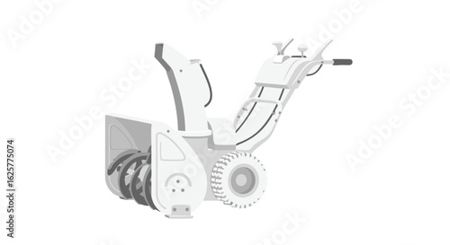 Minimalist snowblower illustration on white backdrop showcasing winter season readiness