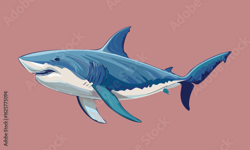 Shark in 2d flat illustration style vector