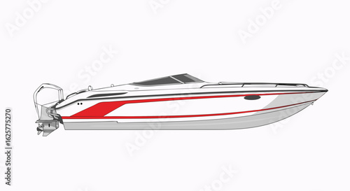 Sleek speedboat illustration showcasing streamlined design and dynamic aesthetics highlighting modern maritime transportation and recreation