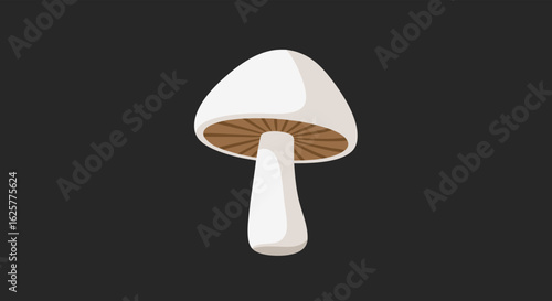 Minimalist White Mushroom Illustration on Dark Background with Artistic Presentation