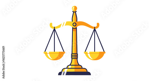 Elegant Scales of Justice Golden Icon Symbolizing Legal Fairness and Impartiality Law System Accurate Judgement and Judicial Balance Vector