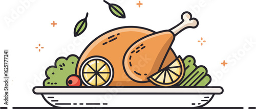 Tandoori Chicken illustration vector design, Tandoori Chicken logo design, Tandoori Chicken vector design