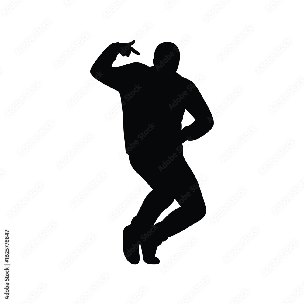 Silhouette of a hip hop dancer in a dynamic pose, isolated on white background, showcasing urban style, street culture, and energetic movement Silhouette of a hip hop dancer in a dynamic pose, isolated on white background, showcasing urban style, street culture, and energetic movement