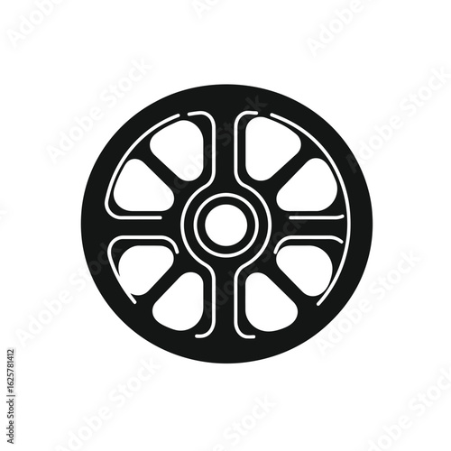 Abstract Geometric Circular Shape with Rounded Edges and White Hollow Cuts