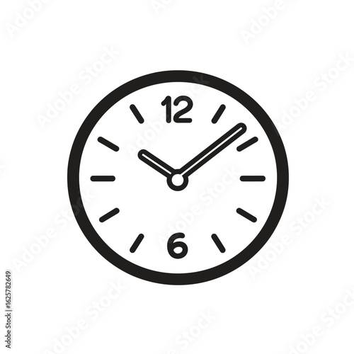 Black and White Clock Icon Illustrating Time Around 958, 12 and 6 Numerals Visible