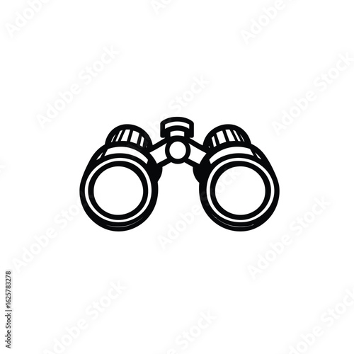Black and White Illustration of Binoculars, Optics, and a Spotting Device Equipment