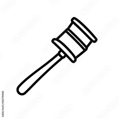 Black and White Outline of a Gavel for Law and Auction Themes