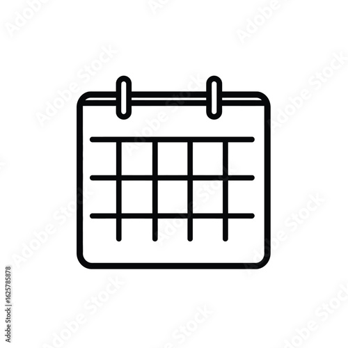 Black Outline Calendar Icon Time Management, Schedule, Appointments, and Important Date Planning