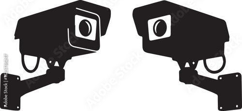 set of a security camera system isolated on white background, providing surveillance and protection for home, office, and public areas with advanced technology isolated on white background