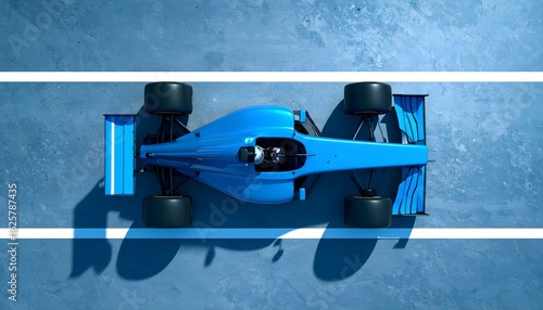 Exciting Open Wheel Race Car Action on Clean Racetrack - Top Down View in Dynamic Sports Environment