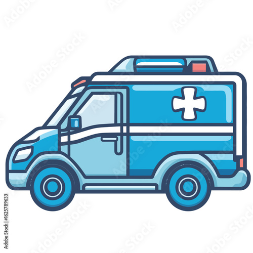 Wallpaper Mural Cartoon styled blue ambulance car with white cross symbol on transparent background Torontodigital.ca