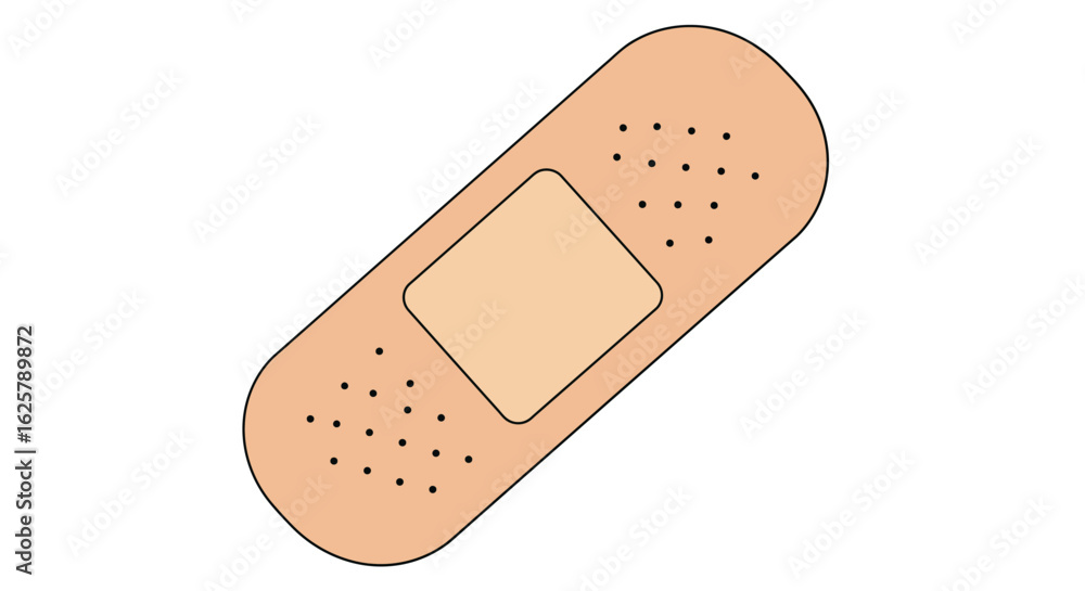 A simple illustration of a flesh-toned adhesive bandage for first aid and medical care concepts on a white background A simple illustration of a flesh-toned adhesive bandage for first aid and medical care concepts on a white background