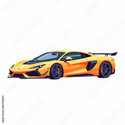 Sleek Yellow Sports Car Side View Vector Illustration