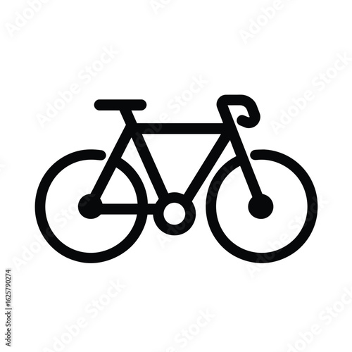 Clean Black and White Bicycle Icon Depicting Cycling and Urban Transportation Style