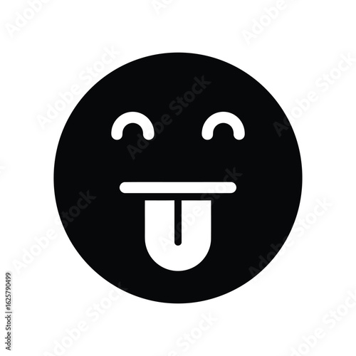 Playful face emoji icon with tongue out, isolated on white background, perfect for expressing humor, silliness, or lightheartedness in digital communication
