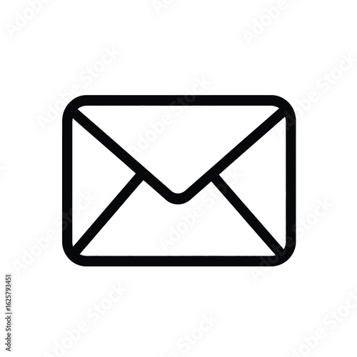 Envelope Icon Illustration, Message or Mail Symbol with Rounded Edges