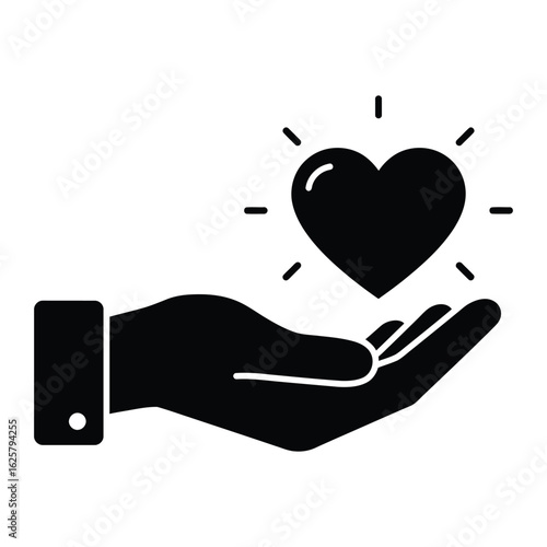 Hand holding a heart isolated on white background, symbolizing love, care, and support, offering kindness and generosity with compassion and hope