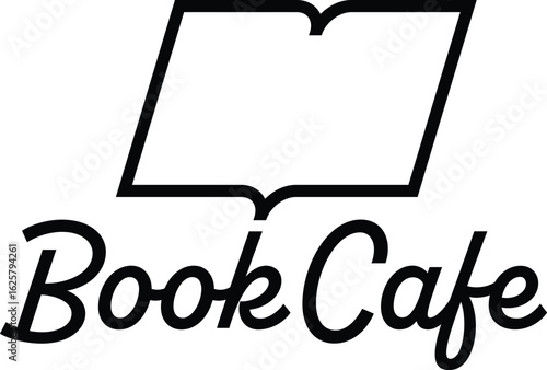 Minimal vector logo design for study cafe or book cafe, featuring book icons and clean typography, perfect for branding and signage.