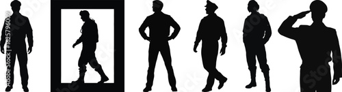 Silhouette vector of commercial airline pilot in uniform for aviation and business design