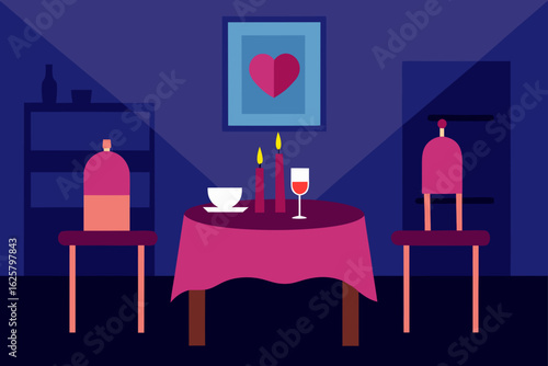 Romantic Dinner Setup In Softly Lit Home Kitchen