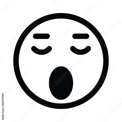 Yawning face emoji icon isolated on white background expressing tiredness, sleepiness, or boredom in a simple, minimalist, and modern design