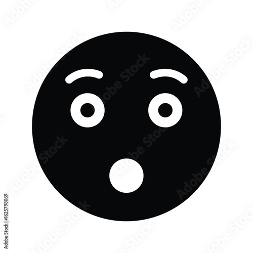 Shocked face emoji icon isolated on white background expressing surprise, awe, or disbelief in a simple, minimalist, and modern design