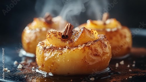 Delicious Baked Apples with Cinnamon, Steam, and Sweet Spices