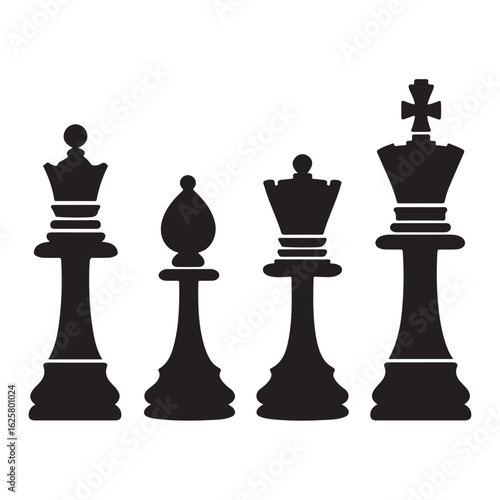 chess pieces set black silhouette vector collection king queen knight rook bishop pawn for board game illustration
