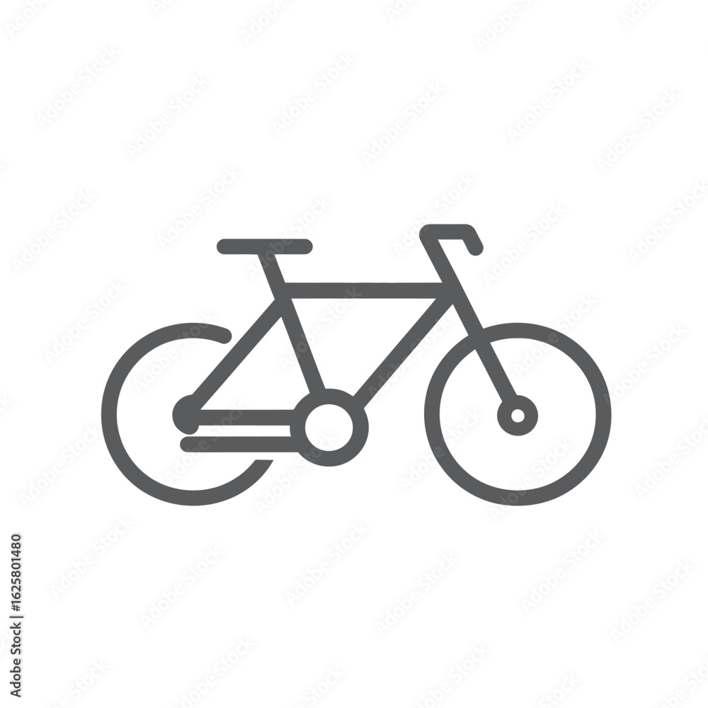 Minimalist Gray Bicycle Icon, Isolated Image, Cycling Design Element, Sport Symbol