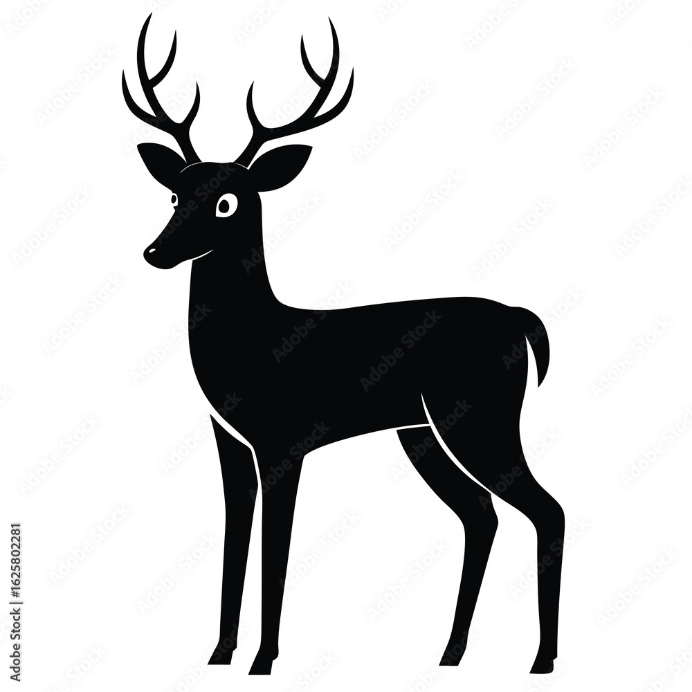 Obraz premium Elegant Silhouette of a Majestic Stag Standing Still