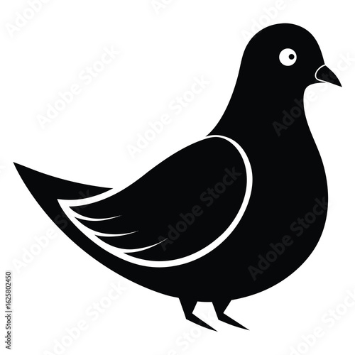 Simple Black Silhouette of a Standing Bird