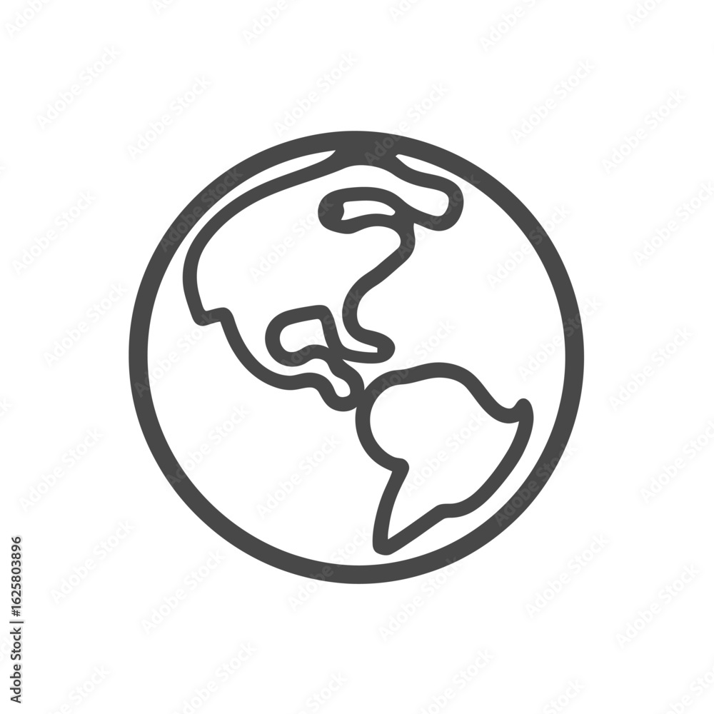 Outline of Planet Earth Continent View with Transparent Background Outline of Planet Earth Continent View with Transparent Background