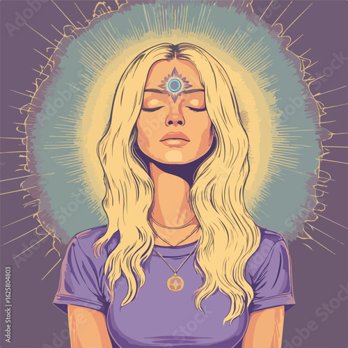 Blonde Woman Opening Third Eye Chakra