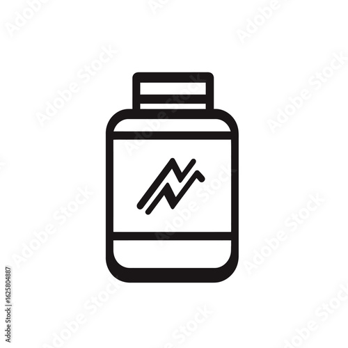 Outlined Supplement Bottle Isolated, Whey Protein Container on Transparent Background