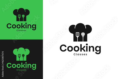 Spatula and whisk for cooking classes logo design vector illustration